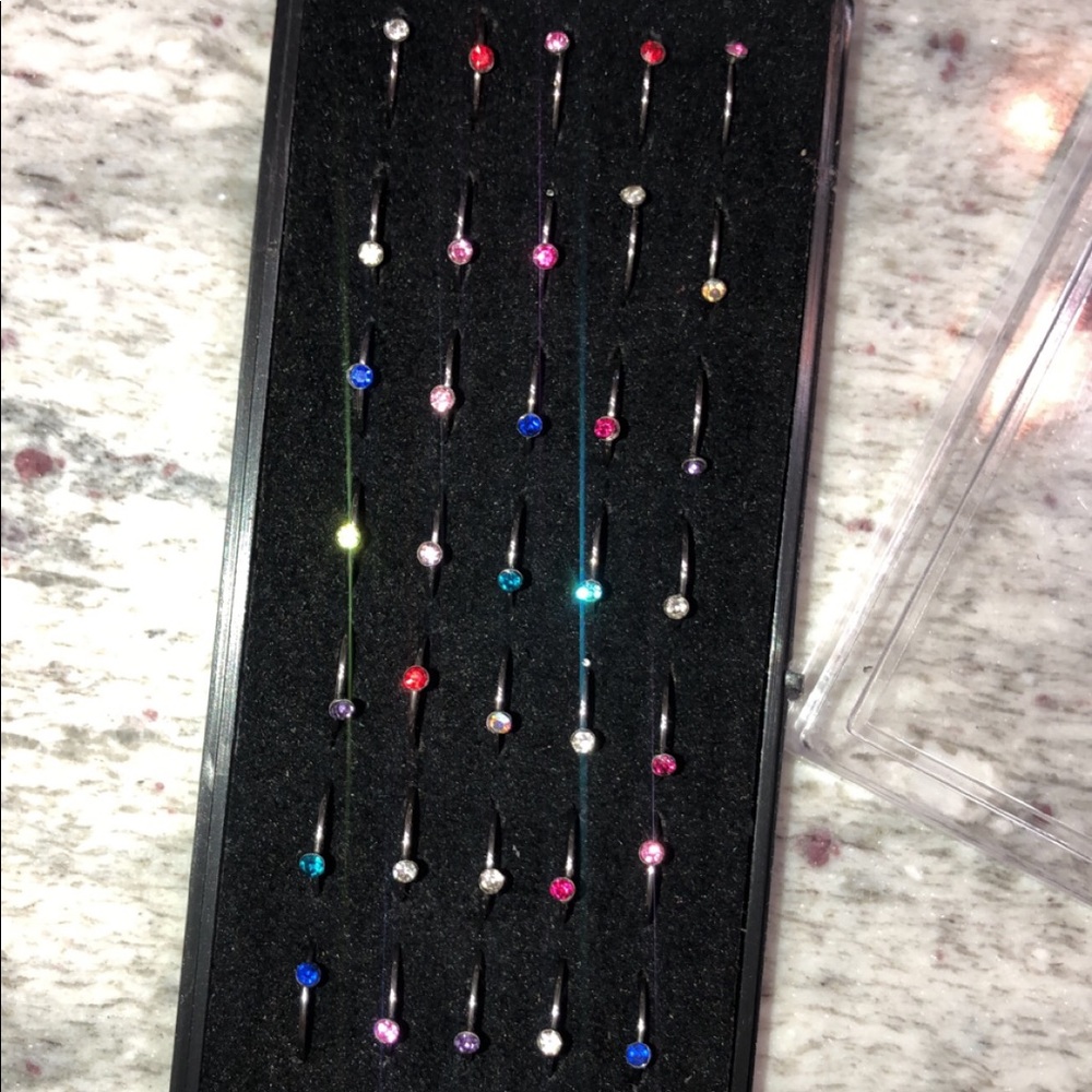 5 piece multi colour nose rings
